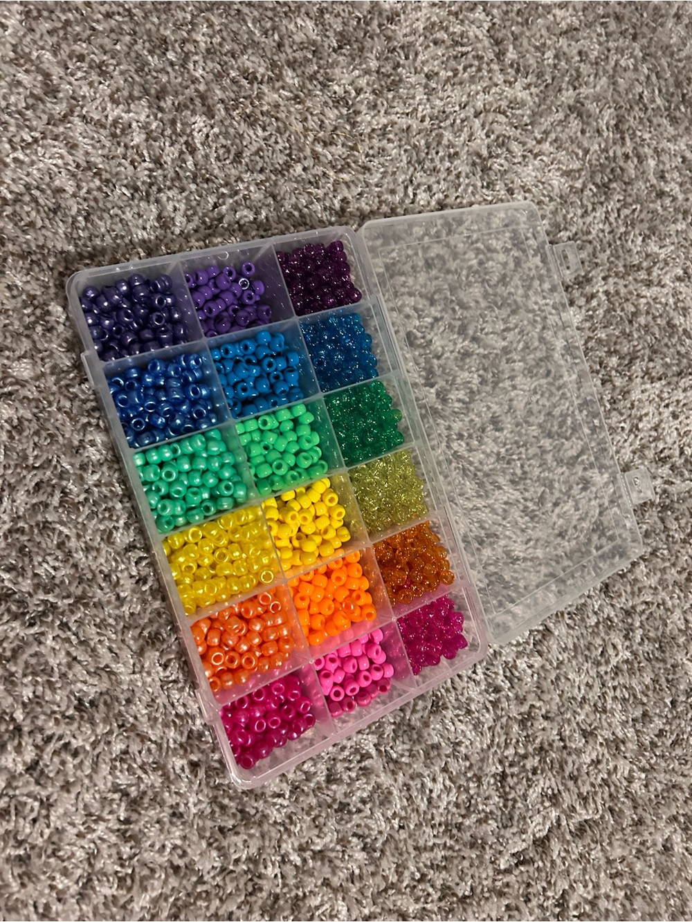 Clear Plastic Jewelry Organizer Box with Multicolor Bead Set